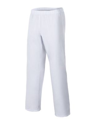 Pantalones sanitarios velilla pijama blanco con cinturilla elástica de algodon para personalizar vista 1