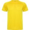 Camisetas técnicas roly montecarlo de poliéster amarillo con logo vista 1