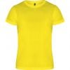 Camisetas técnicas roly camimera de poliéster amarillo fluor con logo vista 1